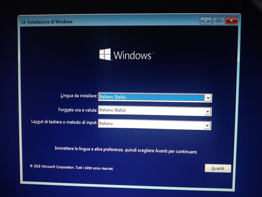 Installazione di Windows 10 sul vostro PC